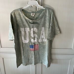 BiBi Olive Tie-Dye Cutout Top